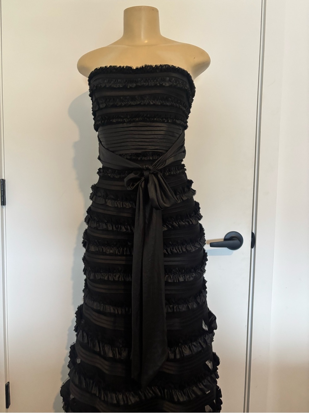 BCBGMaxAzria Black Strapless Ruffled Gown - Picture 2 of 5